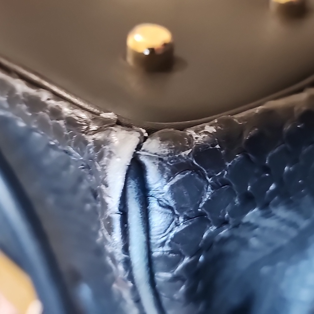 Python Snake Skin Inspired Navy Satchel Shoulder … - image 14